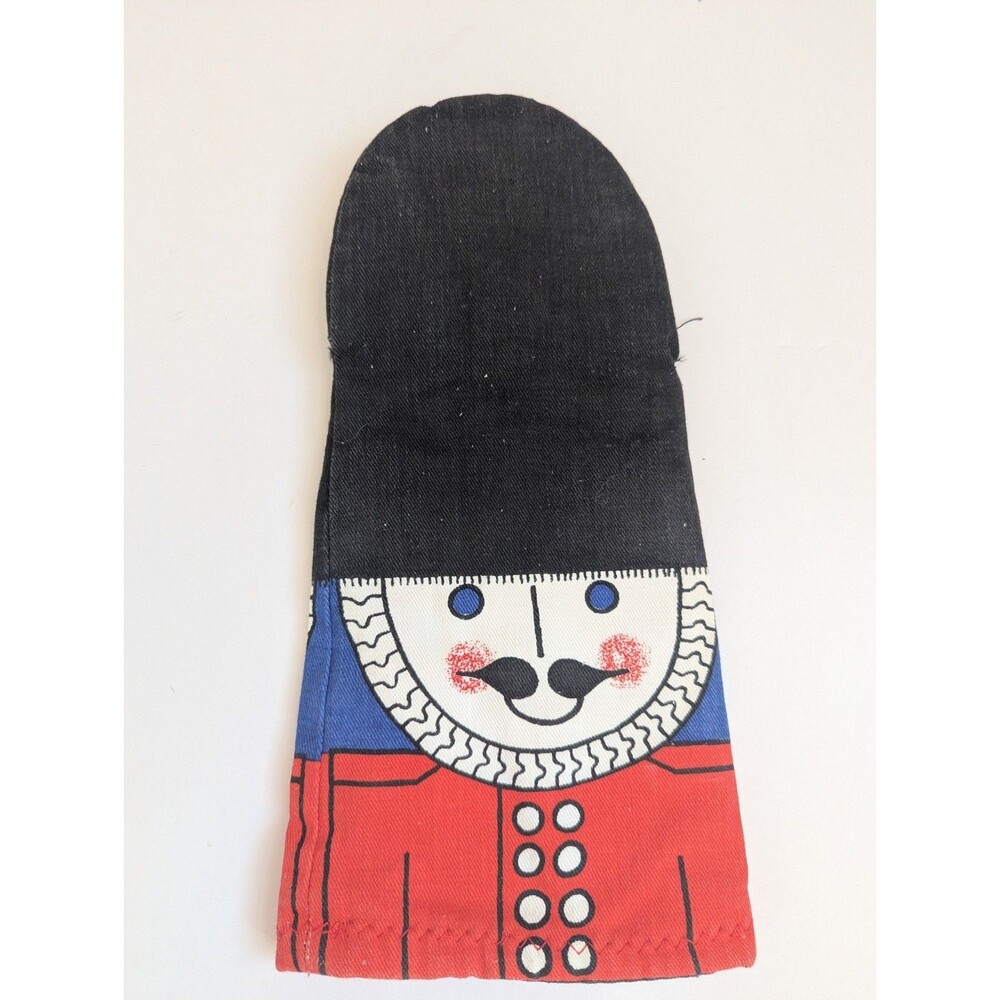 Vintage British Royal Guard Oven Mitt Black Red Blue Novelty Kitchen Pot Holder